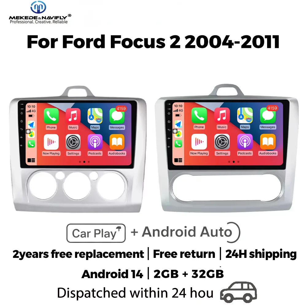 MEKEDE&NAVIFLY Android 14 Car radio For Ford Focus 2 3 Mk2/Mk3 2004-2011 Carplay GPS Navigation Central Smart car audio system