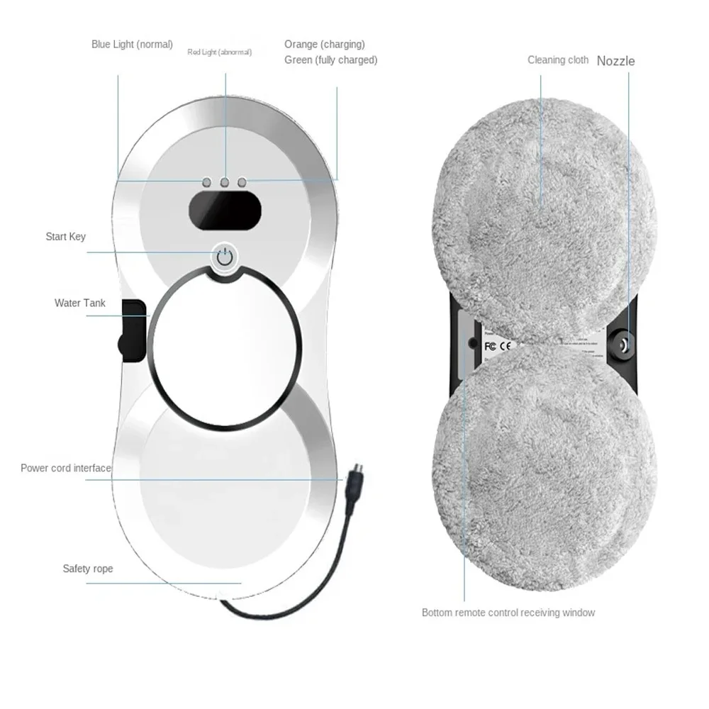 ガラス掃除機ロボット,超薄型掃除機,リモコン,自動スプレー,1つのキー