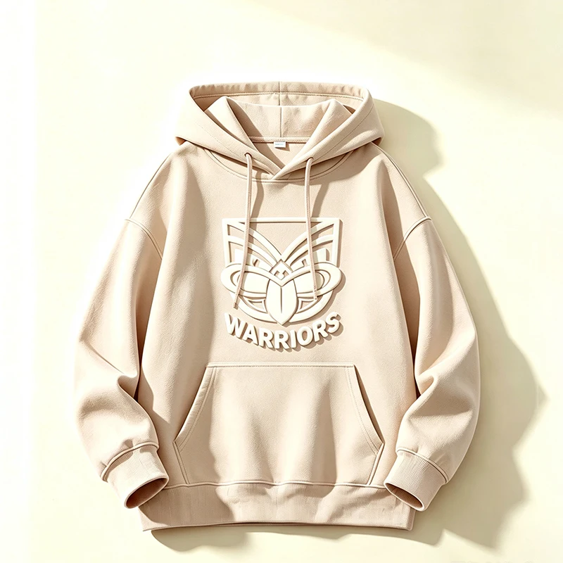 Puff Print Hoodie, New Zealand Warriors Adult Black Print Hoodie, 100% Cotton Fleece Warm Winter Hoodie