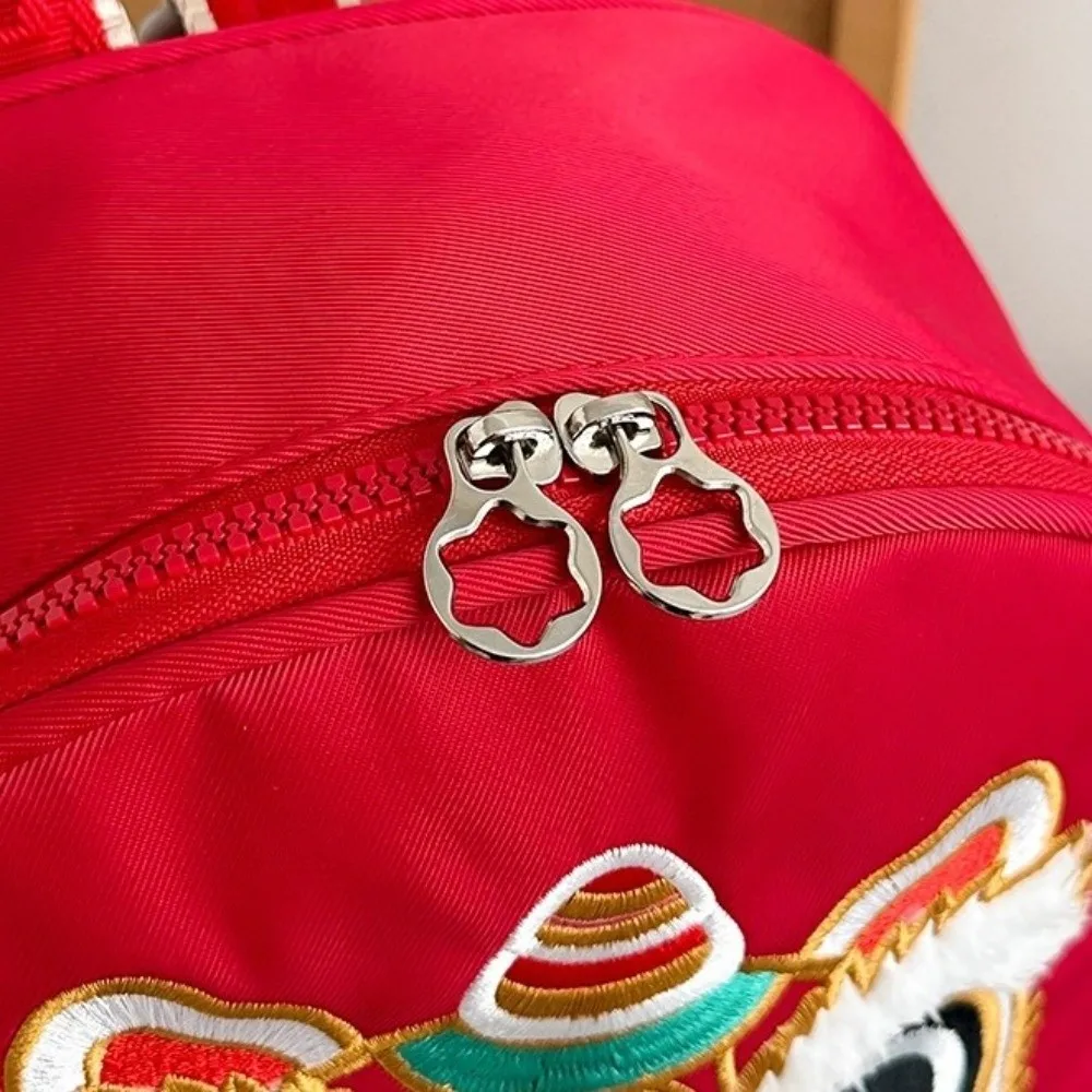 Vintage Lion Backpack Lion Dance Pattern Chinese Style School Bag Under 20L Large Capacity Student Backpack for Boys and Girls