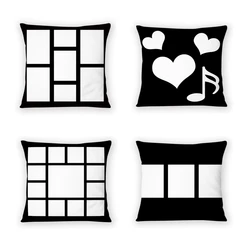 Thermal Sublimation Black White Plat Sofa Pillow Case Heat Transfer Blank Printed Love Note Pattern Home Decor Pillow Case