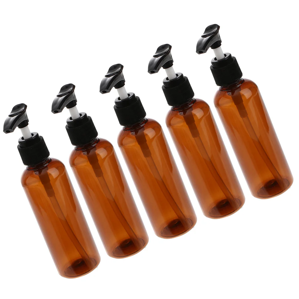 5Pcs 100Ml Press Pump Dispenser Bottles Sturdy Travel Bottle Set Refillable for Shampoo Body Wash Hand Soap Use