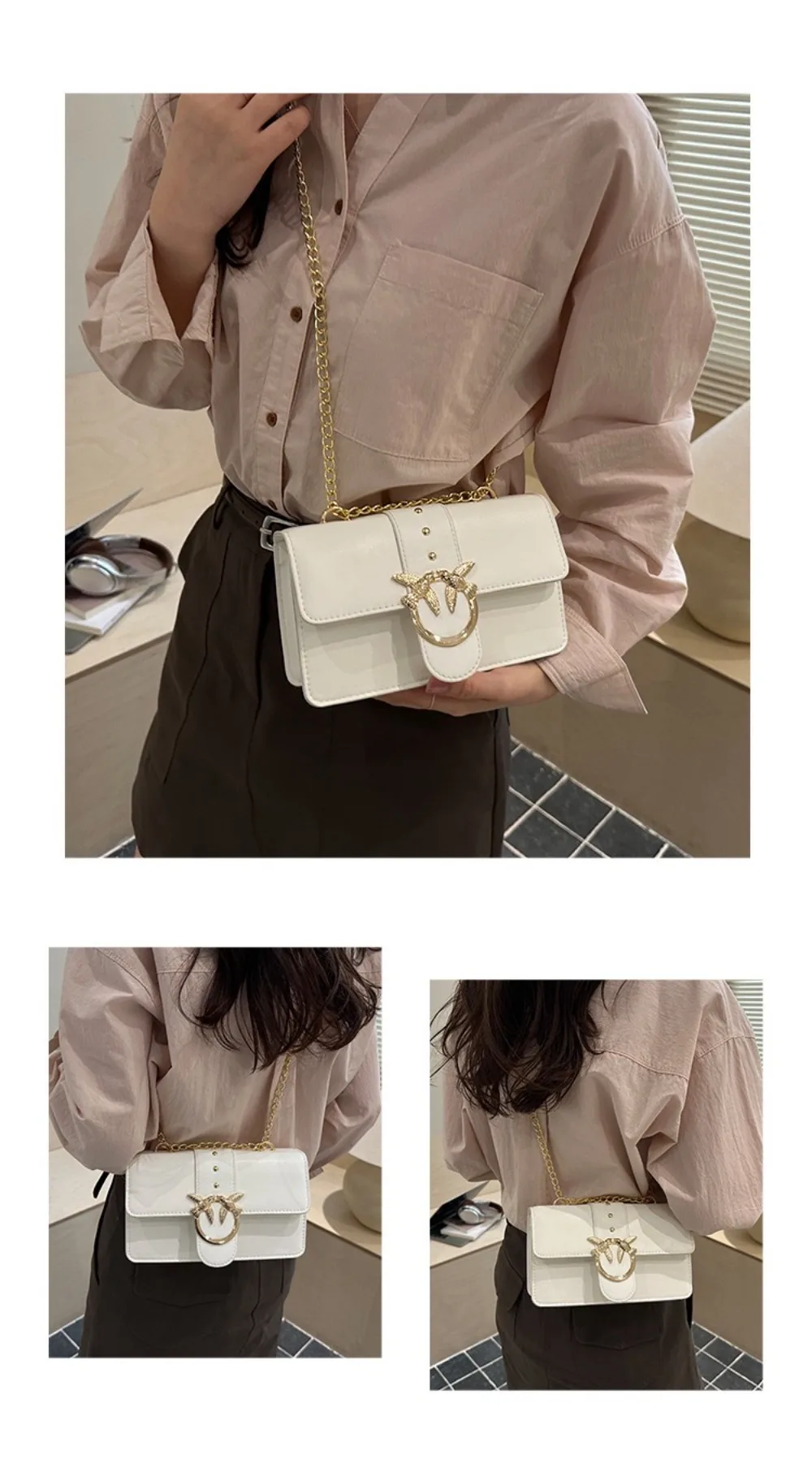 

Women's Bag Crossbody Bag New Pinko Swallow Chain Wine God Bag Fashion European and American Single Shoulder Underarm Bag
