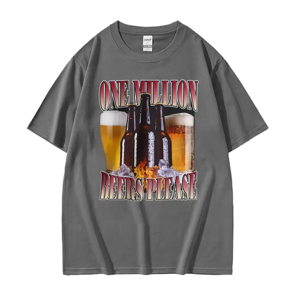 Bar Party Humor Funny Drinking Beer Please Graphic T-Shirt Women High Street Pop Short Sleeve T Shirts Unisex 100% Cotton TShirt