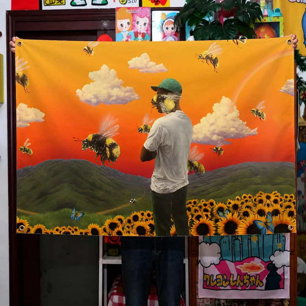 Singer T-Tyler The Creator Wolf Haley Flags Wall Hanging Background Flag Wall Decor Banners for Outdoor Bedroom Dorm Room Decor