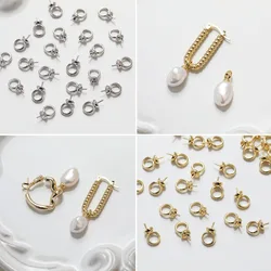 10PCS 14K Gold Plated Simple Bead Pearl Cap Pendant For Necklace DIY Making Supplies Brass Accessories
