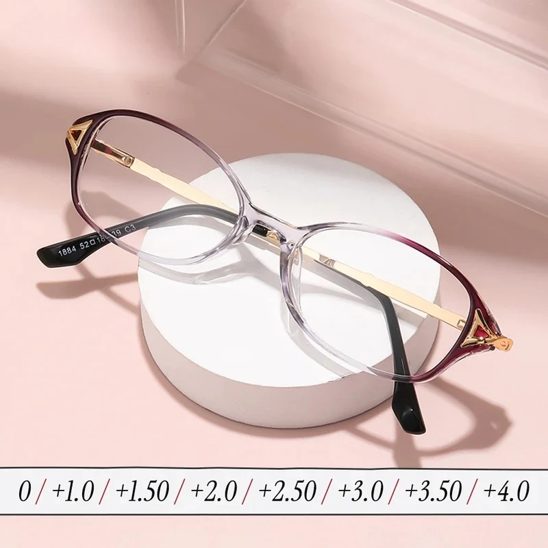 TR90 Frauen Lesebrille Anti Blaues Licht Computer Brille Luxus Marke 2025, Neue Brillen Weibliche Kleine Metall Kristall Brillen
