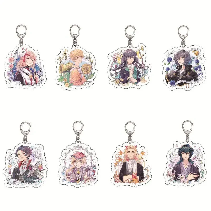 Anime Figure Kamado Tanjirou Kamado Nezuko Agatsuma Zenitsu Key Ring Transparent Acrylic Key Chain Model Plate Christmas Gifts