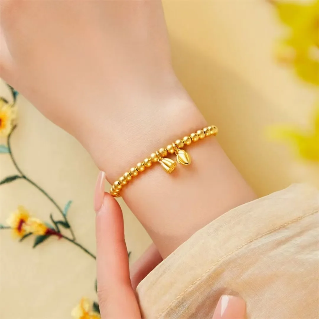 Alloy Gold Bracelet Two Generations Happy Lotus Pond Bracelet Women's Bracelet Men's Bracelet Yellow Bracelet