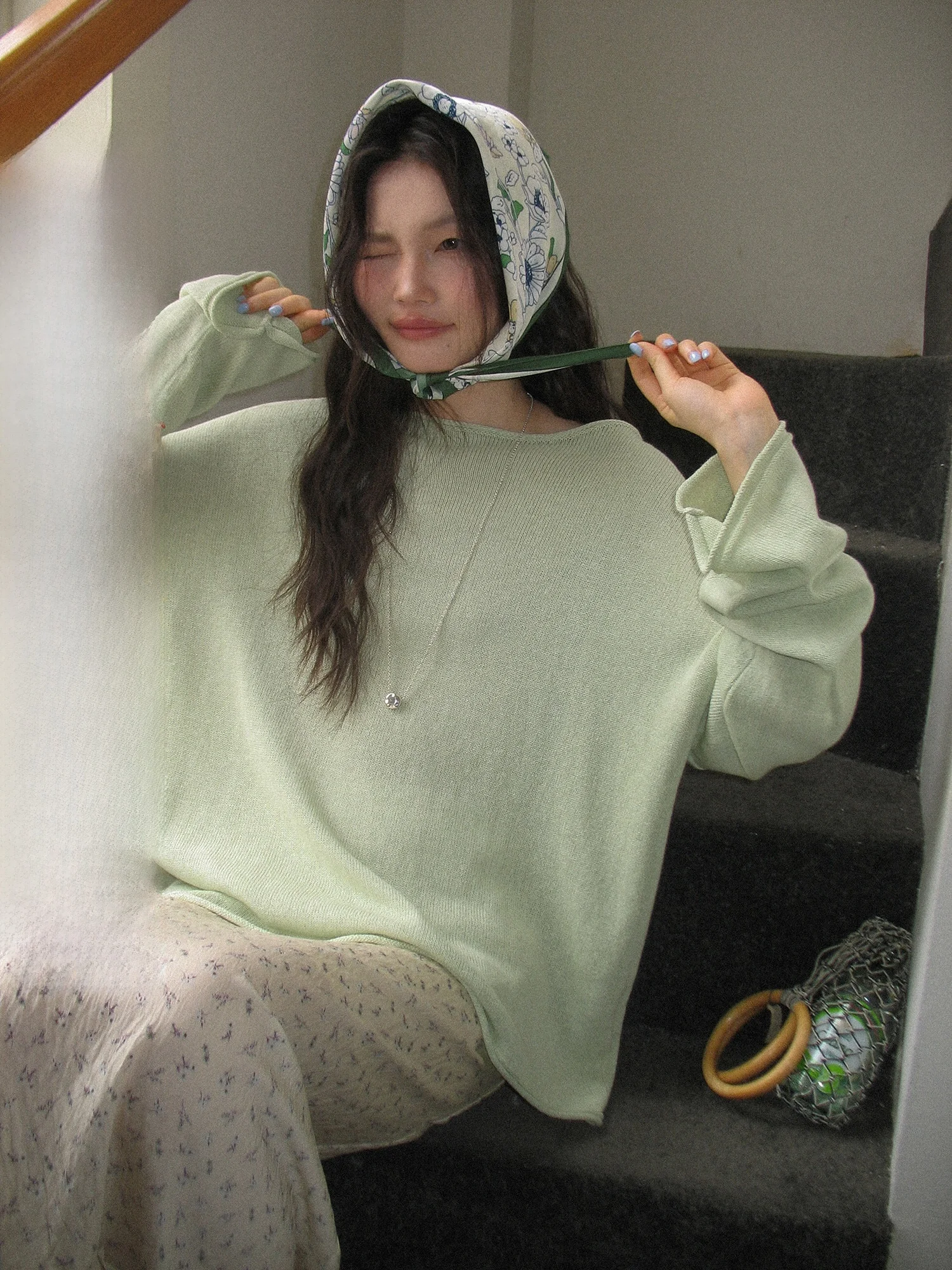 

oulder Bared Long Sve Knitted Sweater Loose Fit Pure Color Casual Sle Women's Spring Faion Top Two Pieces Set