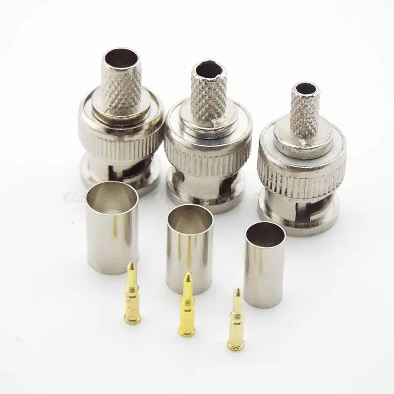 5 Stuks Bnc Vrouwelijke Koppeling Connector Rg58/Rg59/Rg6 Bnc Mannelijke Crimp Type Connector Adapter Plug Voor Cctv Audio