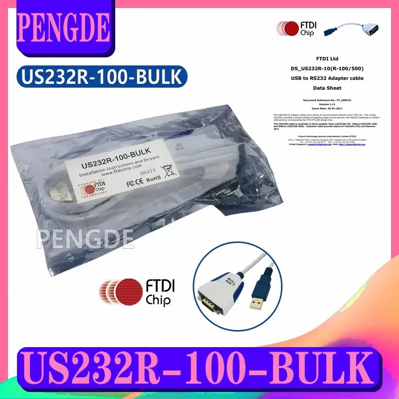 

US232R-100-BULK FTDIchip Official Original Genuine USB to RS232 Serial Premium Cable w TXD/RXD LEDs 1m