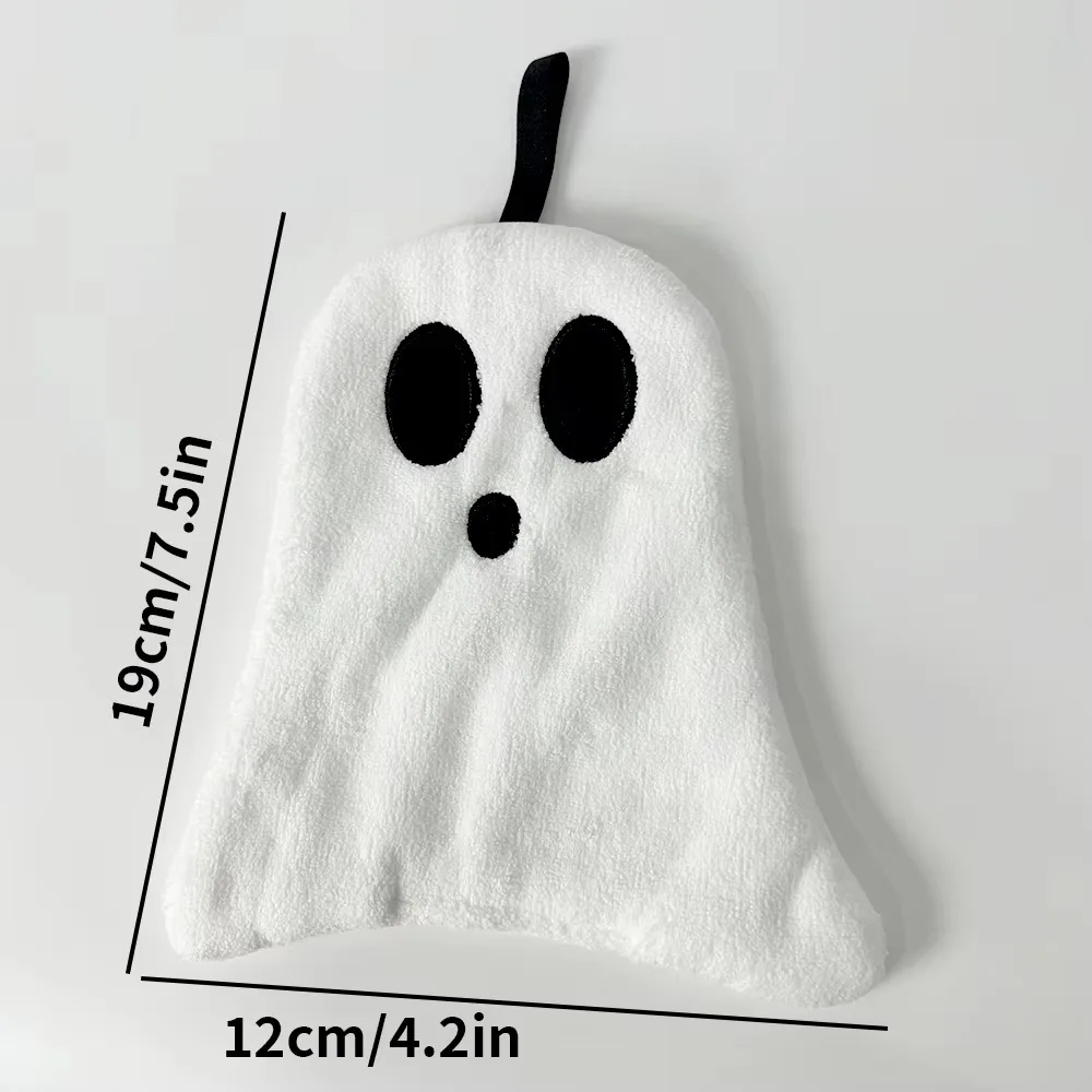 Halloween Ghost Shaped Microfiber Hand Towel Cute Cartoon Hanging Towel Kitchen Bathroom Absorbent Decorative Towels