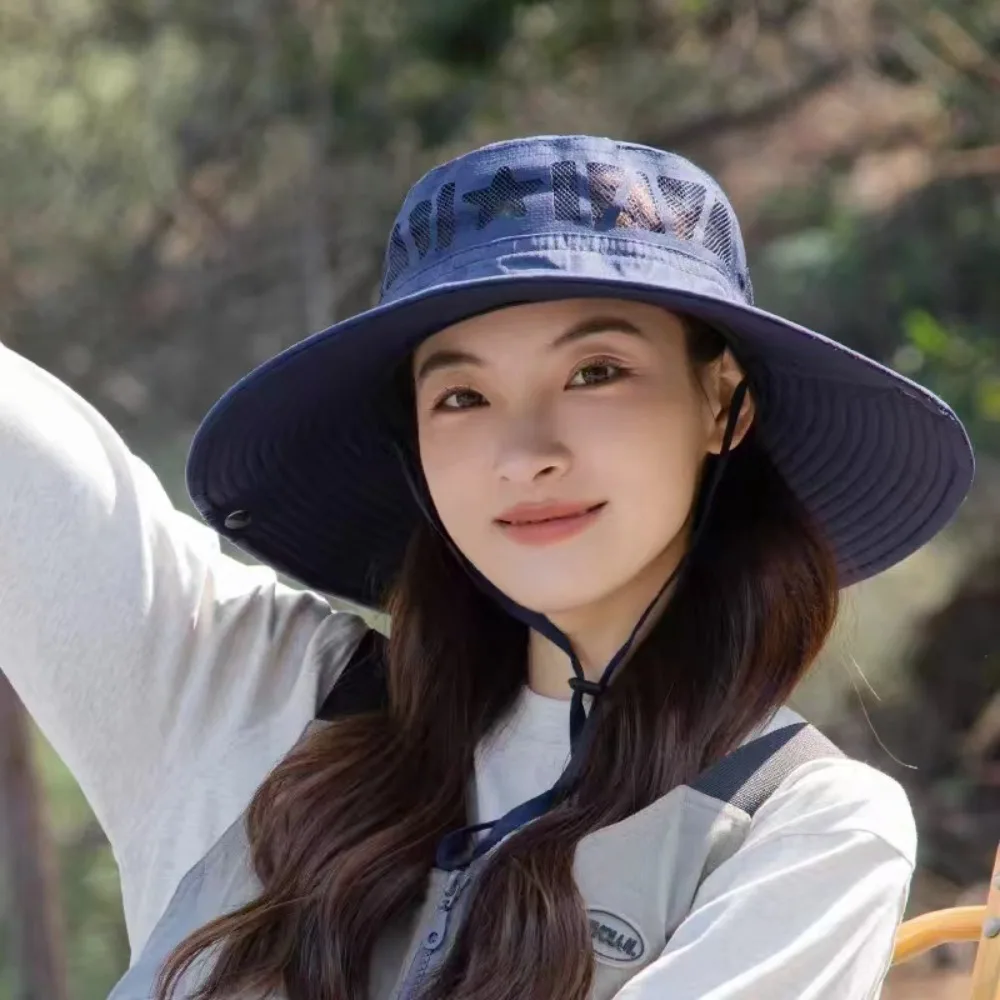 Fashion Trendy Bucket Hat Anti-Sun Anti-UV Fishing Cap Adjustable Breathable Sunscreen Hat Gift