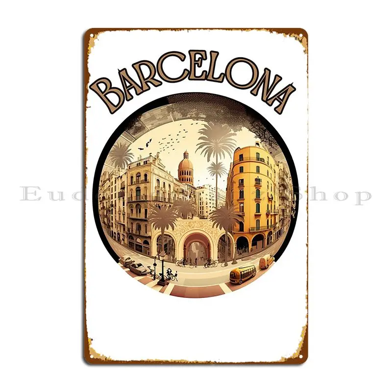 Barcelona España arte callejero Retro Vintage placa de Metal decoración de pared Retro crear Mural de pared fiesta Club cartel de estaño