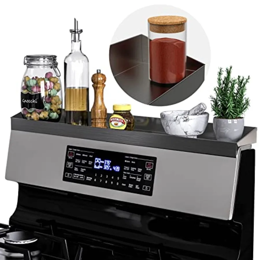 

Stove Top Magnetic Shelf for Kitchen Organization, 30" Magnetic Spice Rack Over The Stove, 4" Deep Spice Organizer with Border