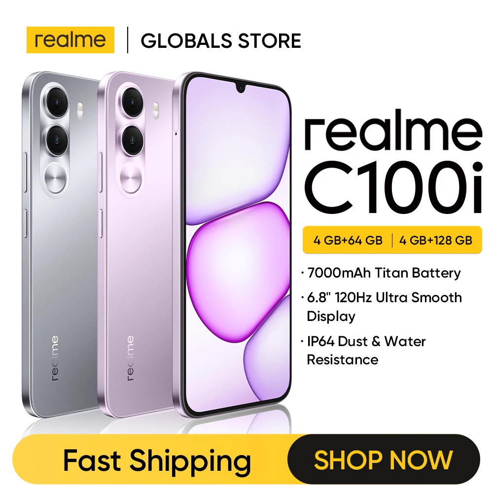 [Fast Shipping] realme C100i Smartphone 7000mAh Battery 15W Charge 6.8" 120Hz LCD Display IP64 NFC UNISOC T7250 Chipset