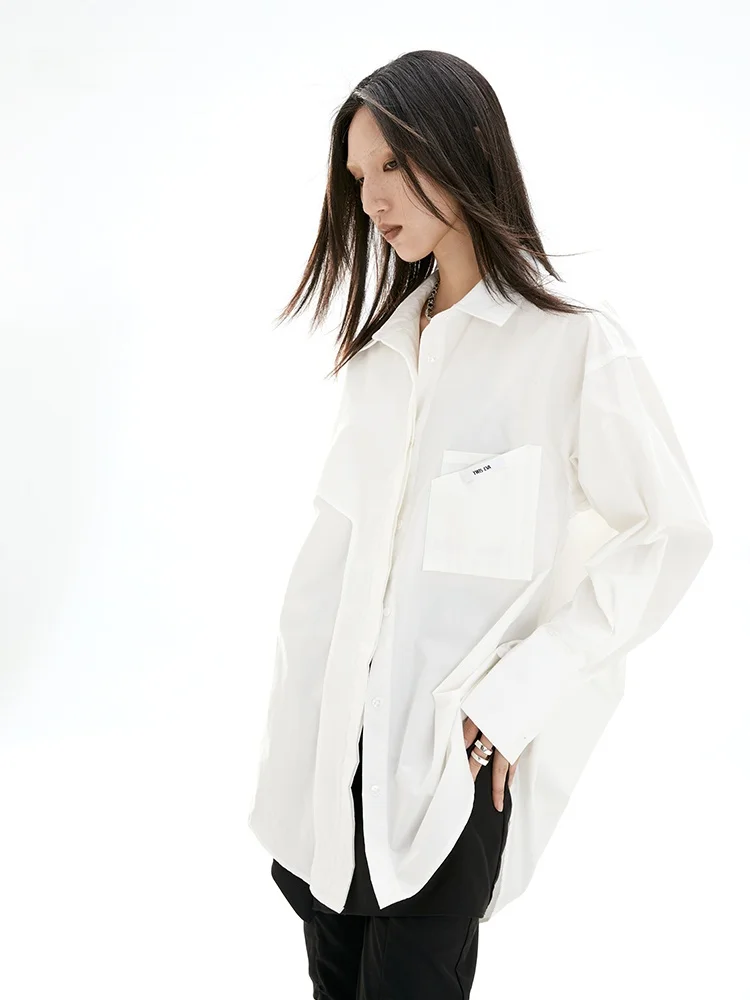 

Длинная свободная рубашка Ywis Eva с двойной застежкой на пуговицы, свободного кроя, из хлопка, с воротником, для ранней весны, цветная