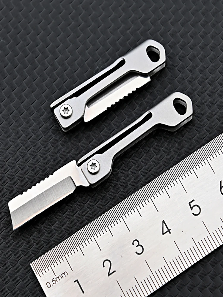 1Pc Outdoor Camping Supplies Stainless Steel Folding Knife Mini Square Head Multi-function Pocket Knife Keychain Pendant