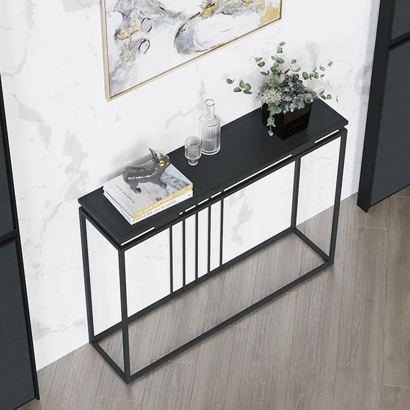 طاولات وحدة تحكم صغيرة للشقة للمدخل، طاولة وحدة تحكم من الحديد المطاوع حديثة وبسيطة لغرفة المعيشة #1