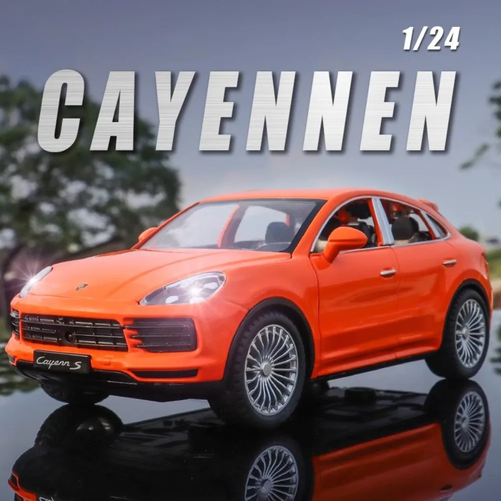 Scale 1:24 Cayenne S SUV Car Model Toy Alloy Diecast Doors Opened Simulation Sound Light Vehicle Models Children's Birthday Gift