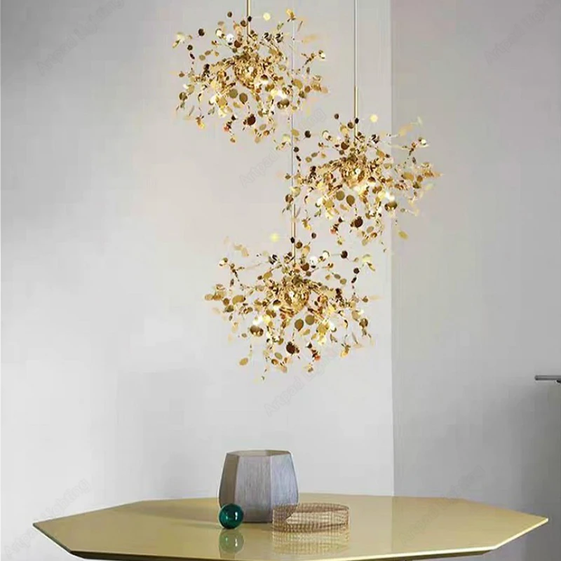 

Gold Sequin Chandelier Lighting Pendant Lamp For Living Room Home Decoration Stainless Steel Bar Table Lamp Led Chandelier