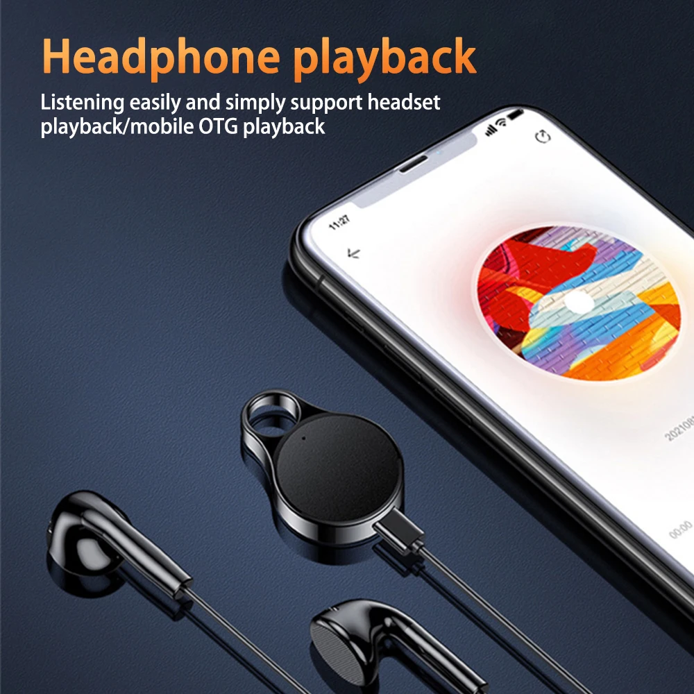 Multi-functional Pendant Mini Recorder Key-shaped MP3 Voice-activated 8G 16G 32G Noise Reduction Audio Recording MP3 Player