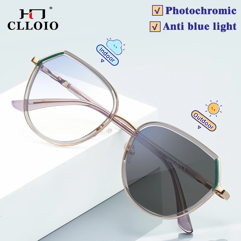 

CLLOIO New Design Texture Photochromic Myopia Hyperopia Eyewear Customized Reading Glasses Women Street Style Decorative Frames