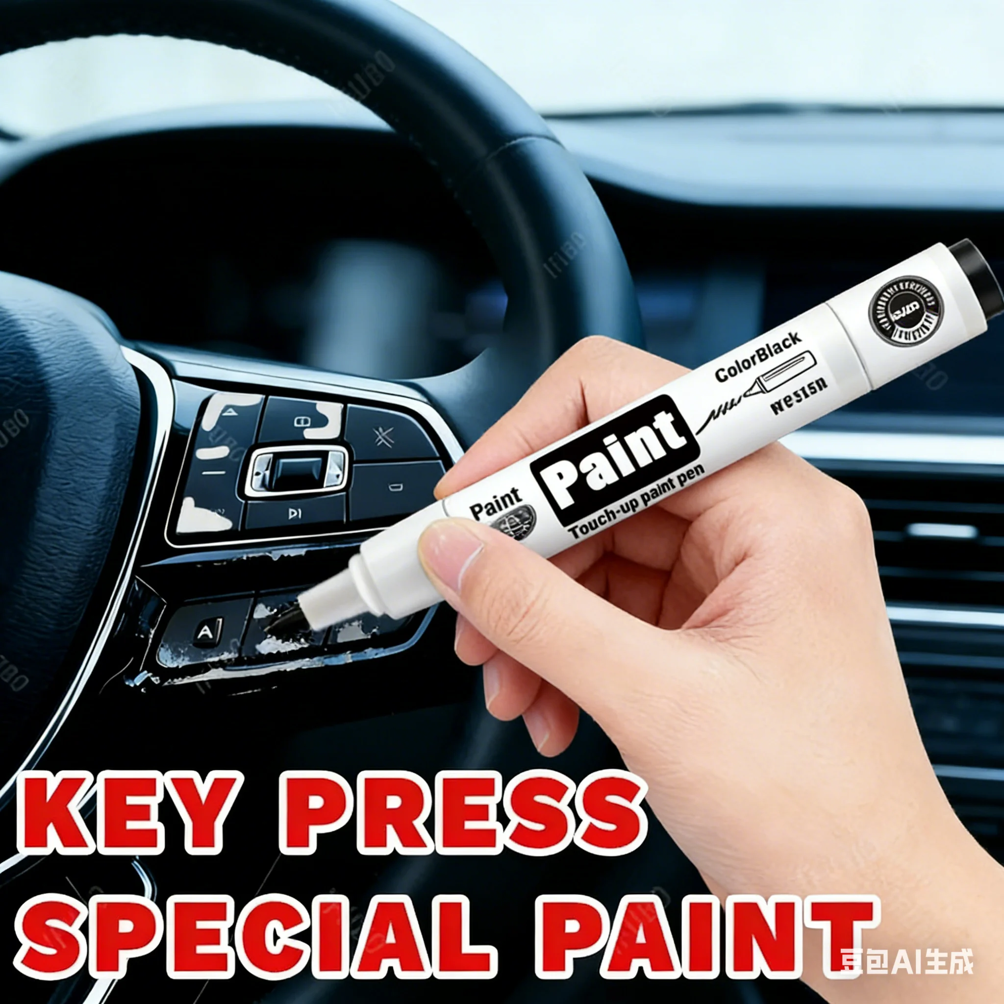 KJM Professional Car Paint Repair Pen: One-Step Black Plastic Touch-Up for Interior/Exterior Scratch Removal