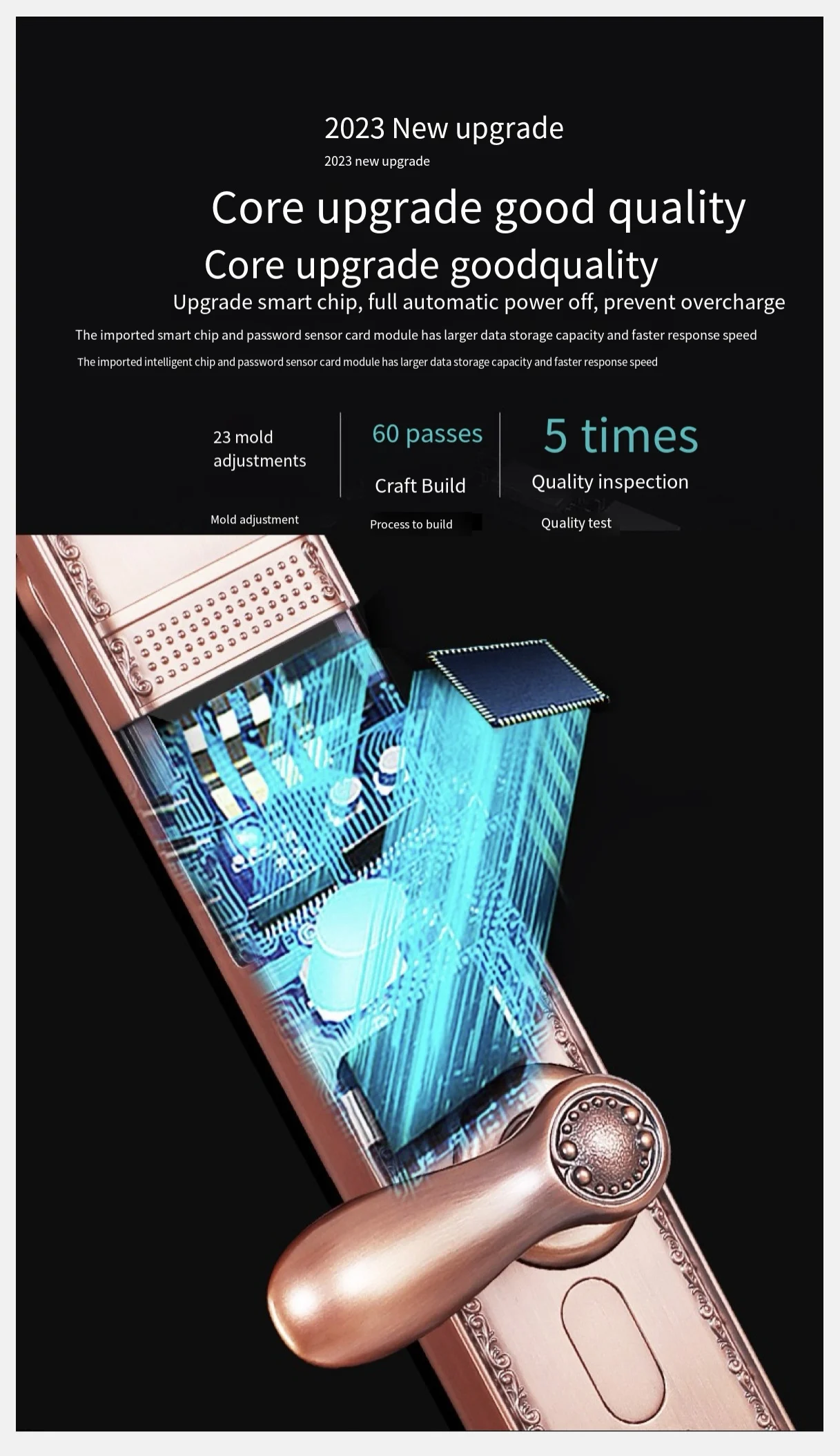 Intelligent Tuya Wifi App remote control Fingerprint Smart Lock for Anti theft luxury villa 6068 Mortise main camera Door Lock