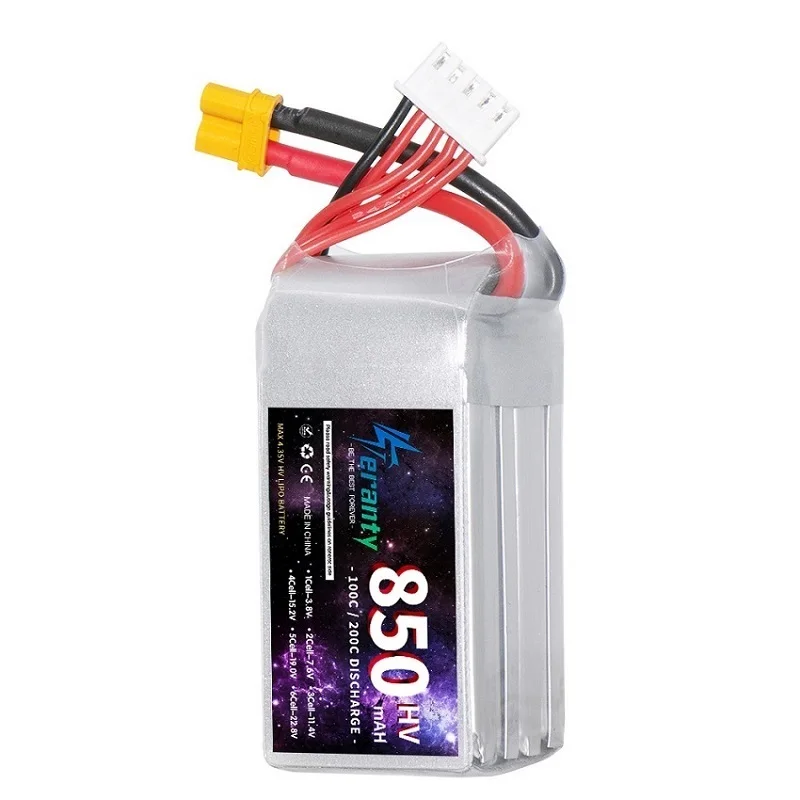 2/4PCS TERANTY 4S Lipo Battery 15.2V 850mAh 100C HV With XT30 Plug For RC FPV Drone Quadcopter Helicopter Airplane