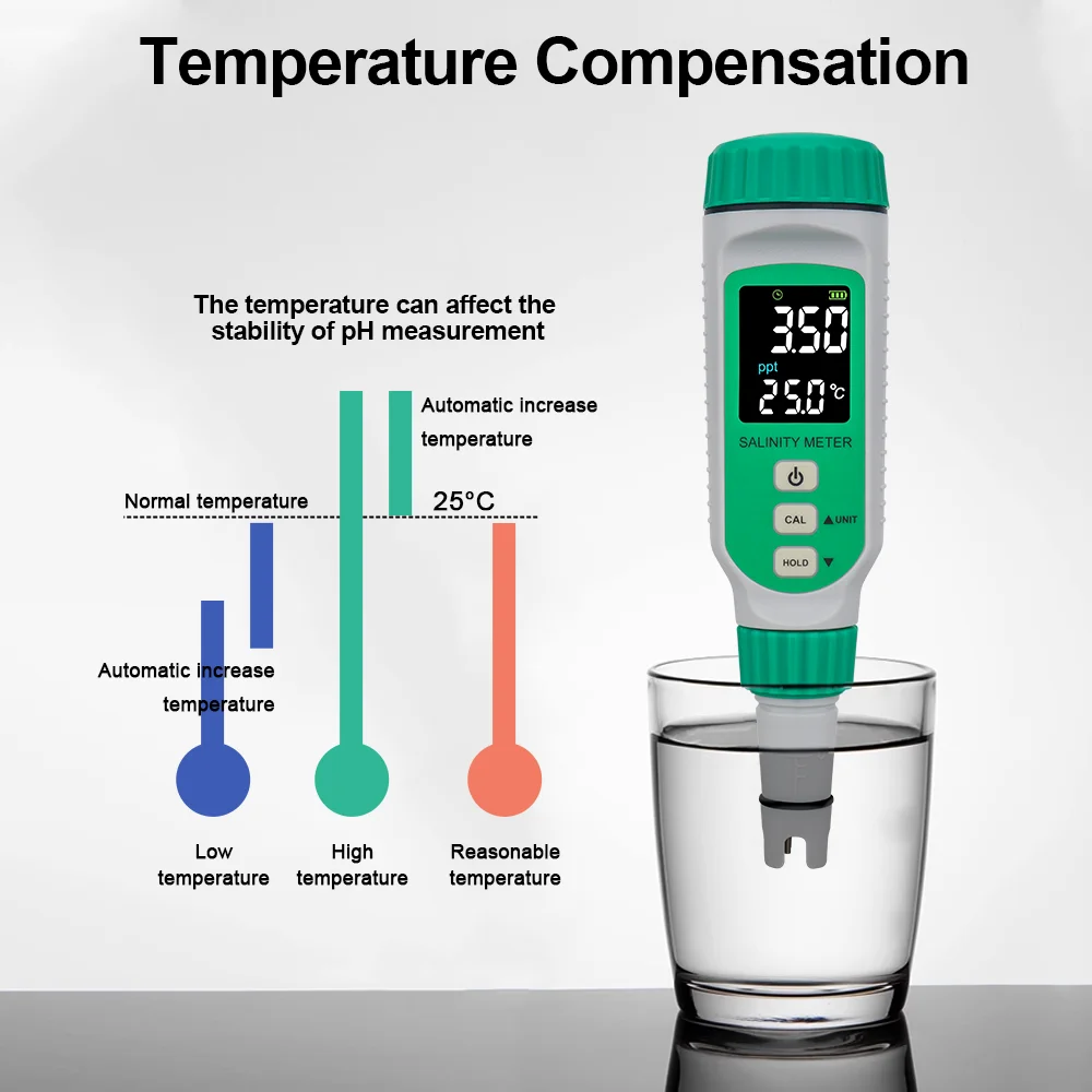 Professional Digital Salinity Meter Food Beverages Salt Content Rechargeable Water Quality Meter Aquarium Seawater Salt Tester