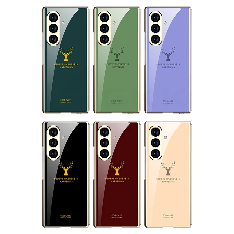 

Чехол для Samsung Galaxy Z Fold 7 6 5, окрашенное закаленное стекло, стекло для переднего экрана, роскошное твердое покрытие для Galaxy Z Fold7, чехол