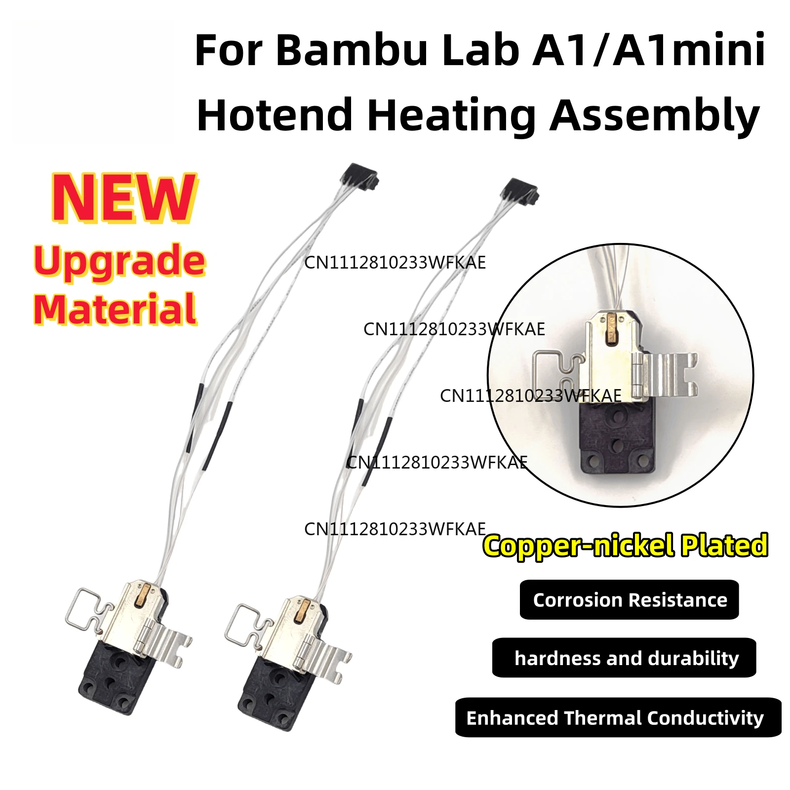 Upgrade Hotend Heating Assembly For Bambu Lab A1/A1mini Nickel Plated Copper Nozzle Mounting Components for Bambu Lab A1mini