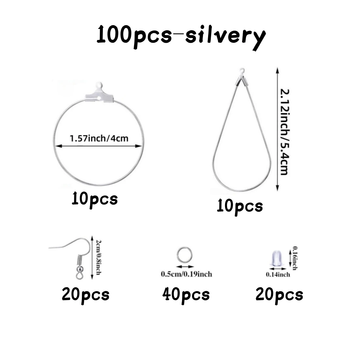 100 Pieces Earring Making Kit, Beading Hoop Findings for DIY Craft