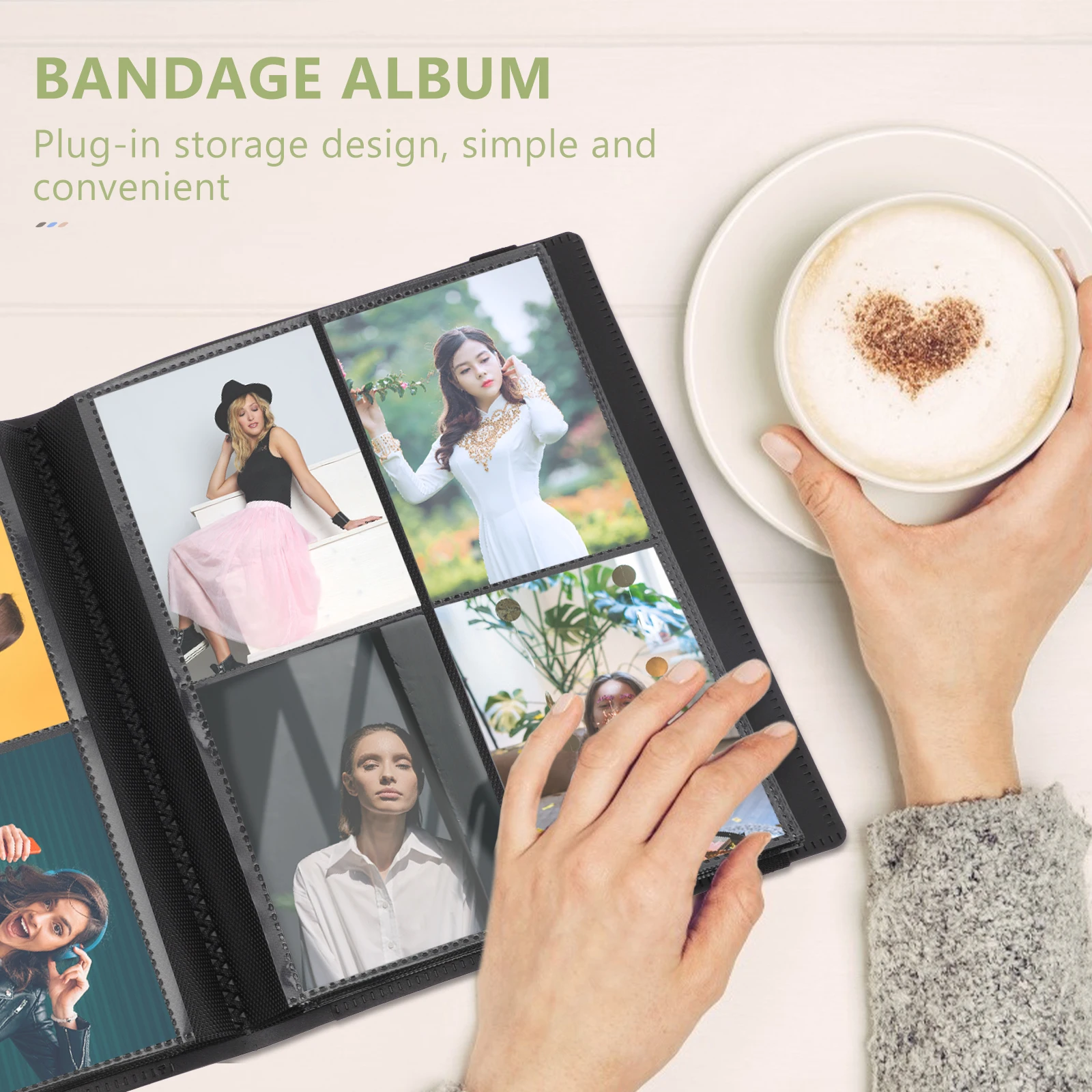 

Mini Photo Album Large Capacity High Postcard Storage Black Binders