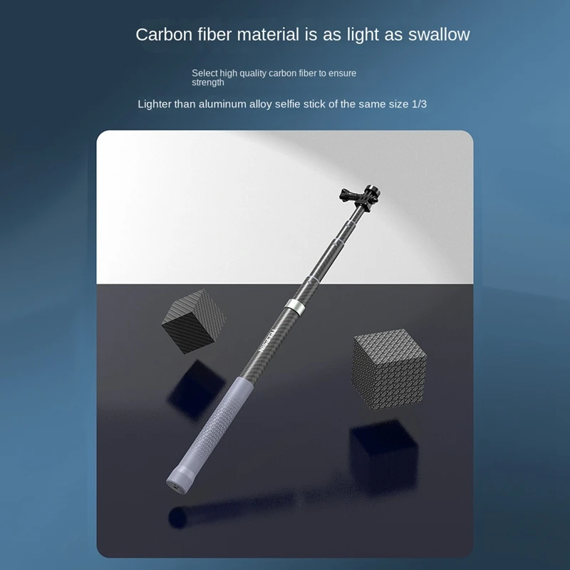 TELESIN คาร์บอนไฟเบอร์1ชิ้น Selfie Stick Monopod พร้อมสกรู1/4สำหรับ Gopro Insta360 Osmo Action DJI กล้อง