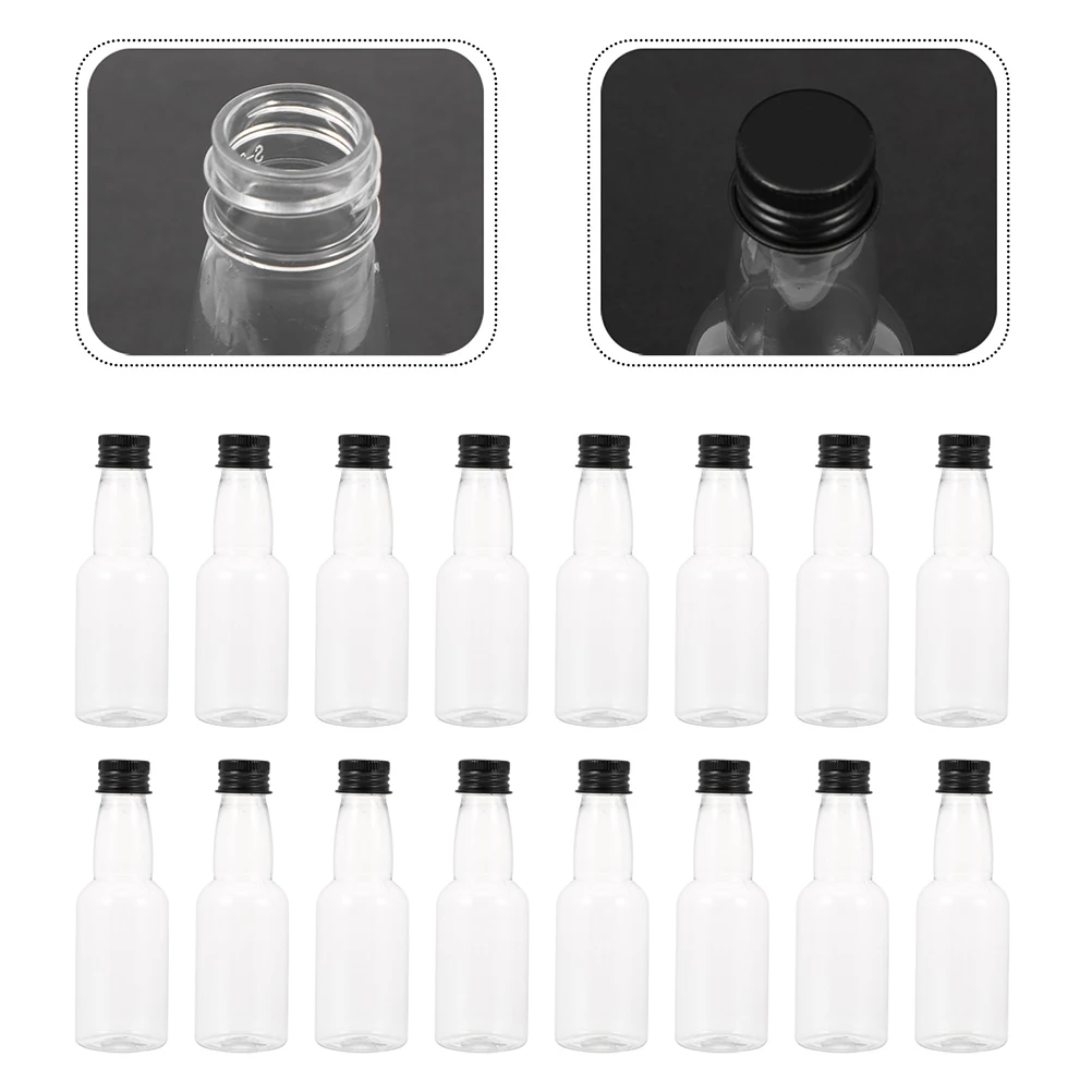 50Pcs Small Bottles with Lids Clear Reusable Juice Wine Containers Empty Liquid Storage Bottles for Outdoor Work College Trip