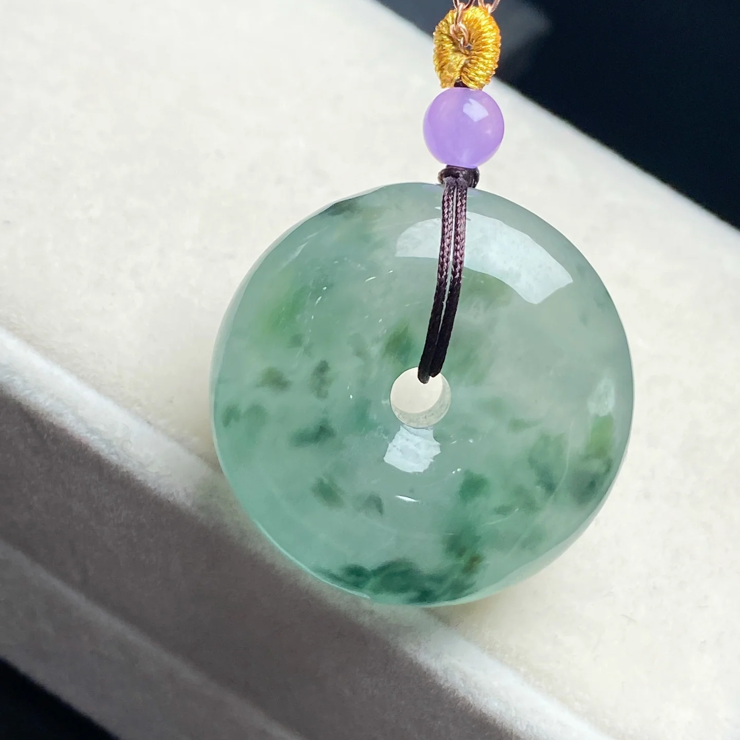 Natural Jadeite Ice Seed Floating Flower Safe Buckle Moisturizing Beautiful Jade Pendant Chain Necklace High Quality Jewelry