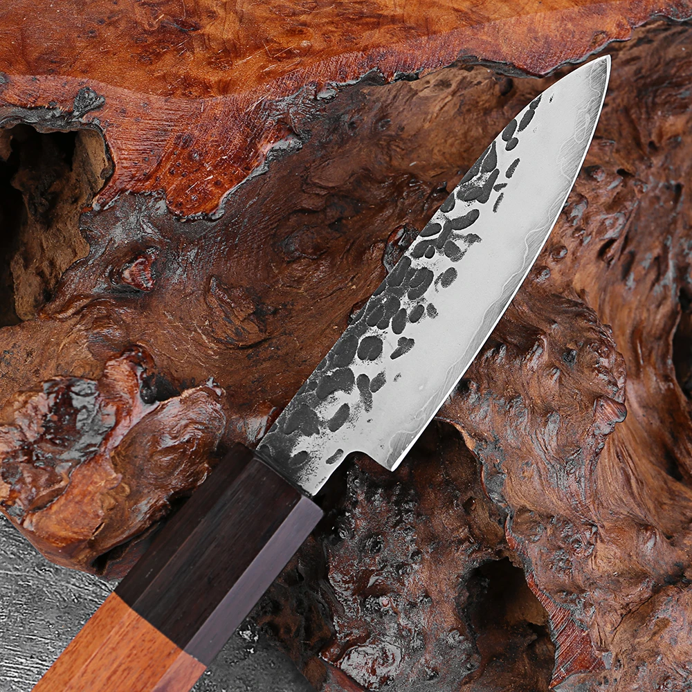 XITUO Japanese 3.5 Inch Paring Knife Triple-layer Composite Steel Sharp Kitchen Knife for Fruit,Vegetables,Octagonal Wood Handle
