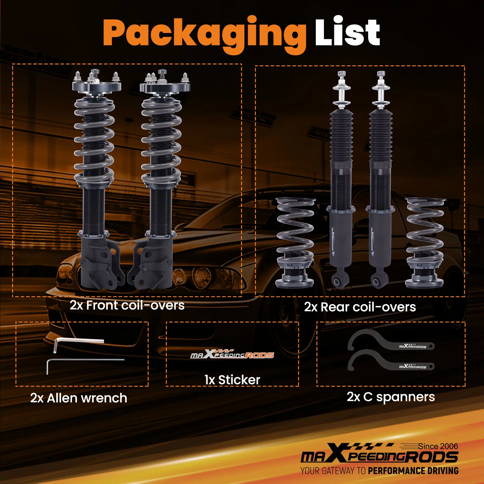 

Coilover for Honda Civic 2006-2011, 24 Levels Damper Adjustable Coilovers Suspension Kit Shock Absorber Lowering Kit
