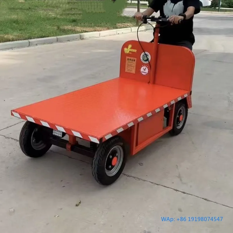 

Hot Sale Electric Four Wheel Flatbed Transport Trolley Industrial Logistics Material Handling Platform Cart