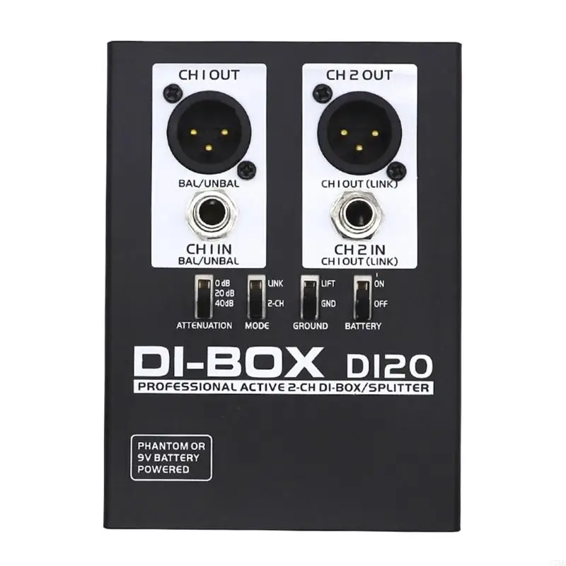 U75B Double Channel Direct Injection Box Active DI BOX with Split Modes,Servos Balanced for Studio Recording Direct Injection