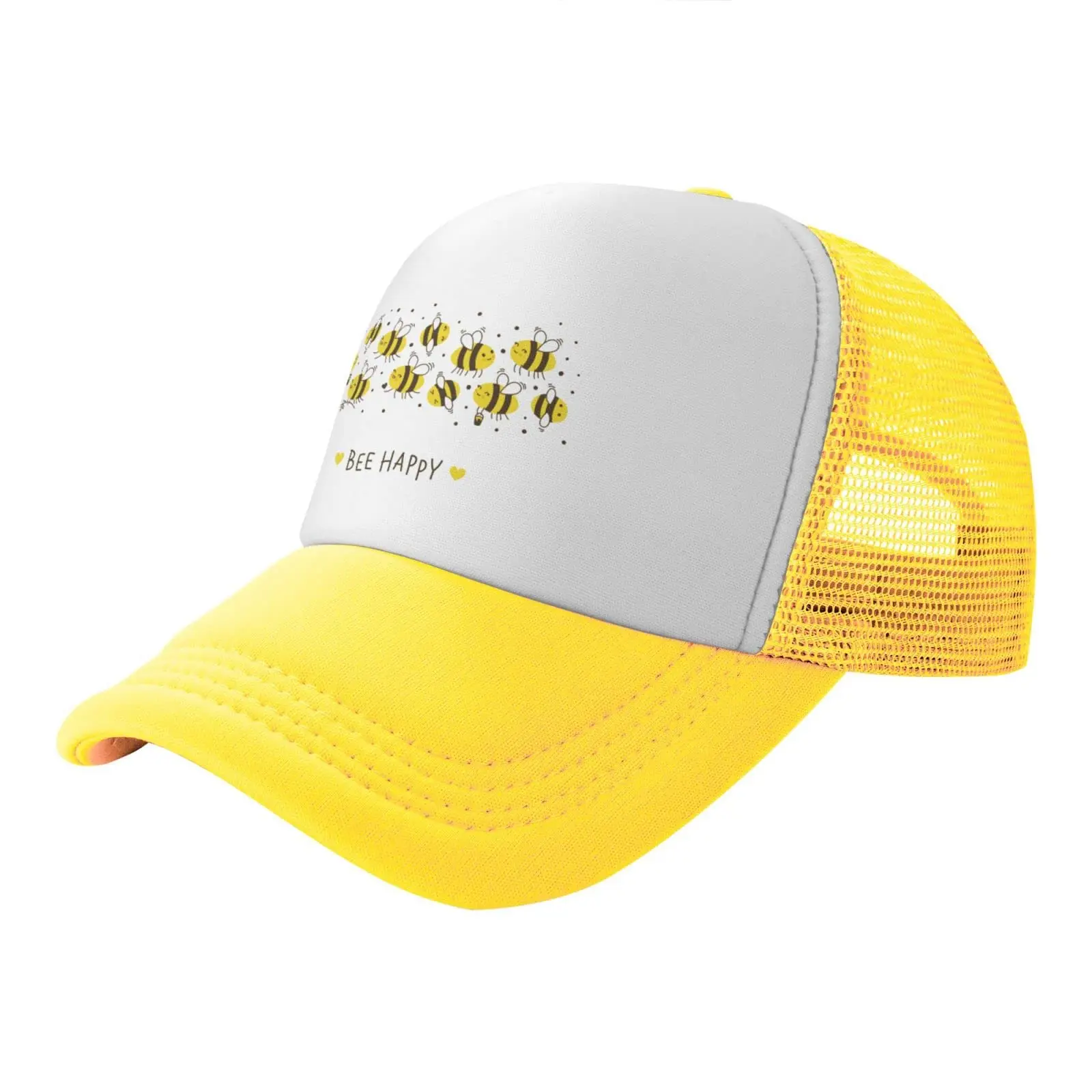 Cute Honey Bees Kawaii Yellow Baseball Dad Caps Funny Distressed Ball Trucker Cap for Women Men Unisex