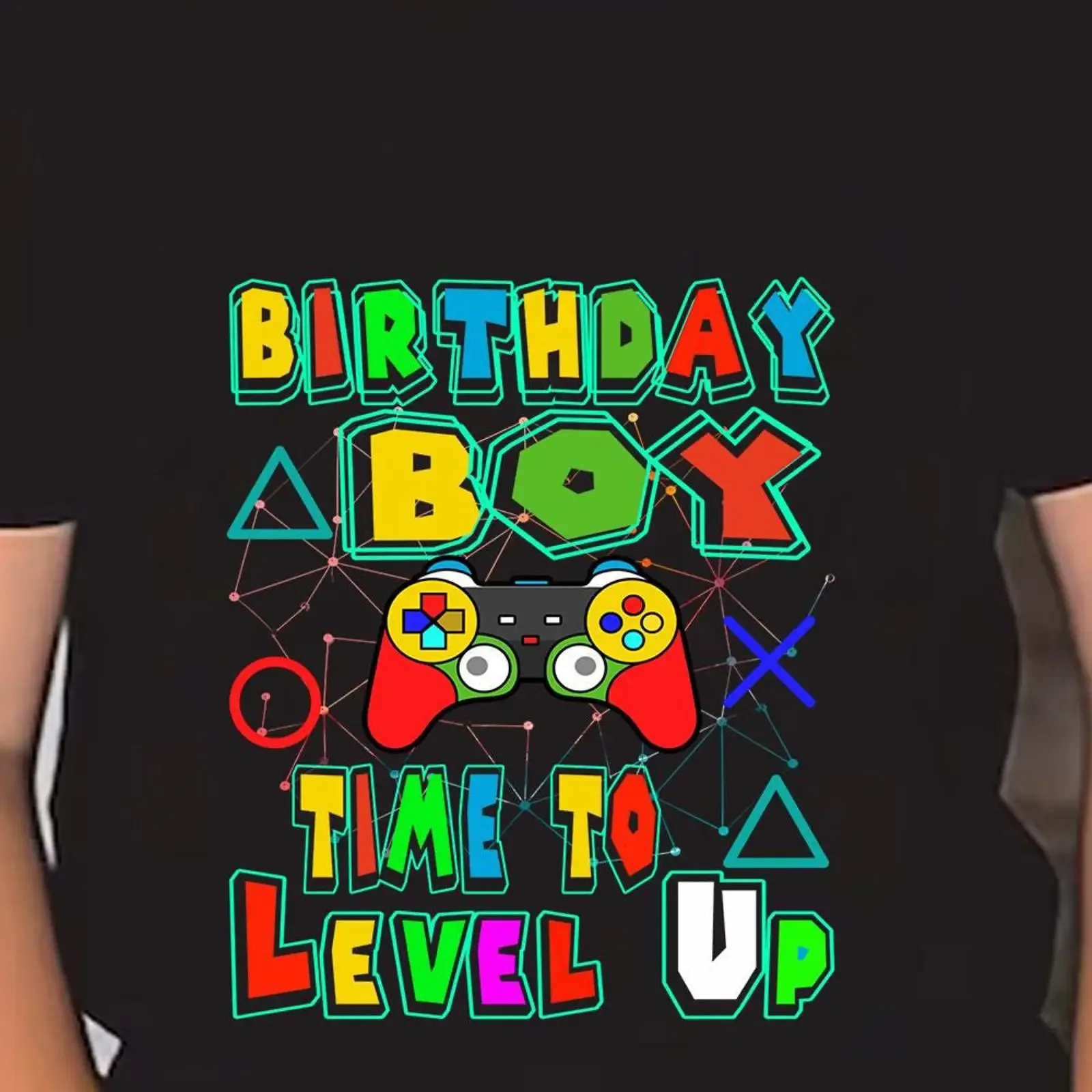 Birthday Boy Time to Level Up Video Game Gamer Boys T Shirt Kids Party Casual  Top vintage Washed fashion Soft Stretched