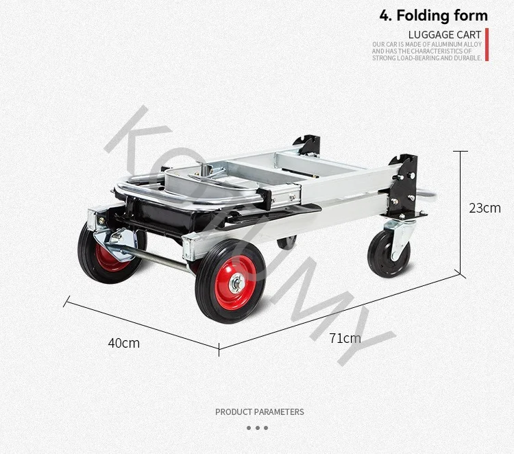 Custom Aluminum Alloy Foldable Hand Truck Portable Telescopic Hand Pull Cart Multi Functional Flatbed Logistics Trolley Moving