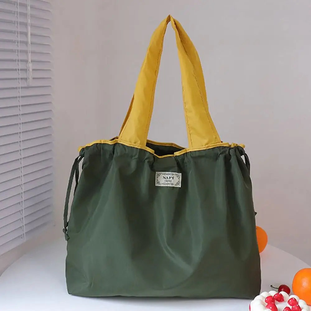 Fashion Drawstring Supermarket Shopping Bag Foldable Eco-Friendly Shopping Bag Waterproof Reusable Travel Grocery Bag Universal