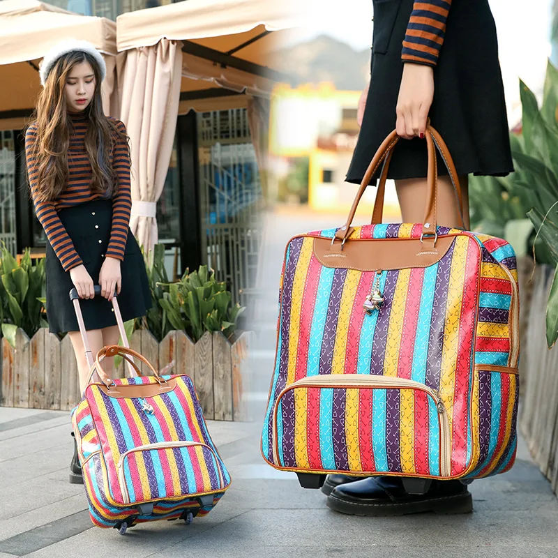 Fashion Women Travel Luggage Trolley Bag on Wheels Suitcase Business Boarding bag Travel Rolling Suitcase Bags