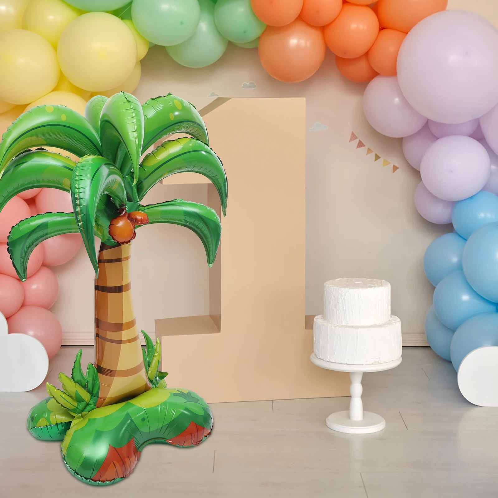 Three-dimensional Coconut Tree Balloon Cartoon Foil Palm Beach Theme Balloons Decorate Leaf Green Child