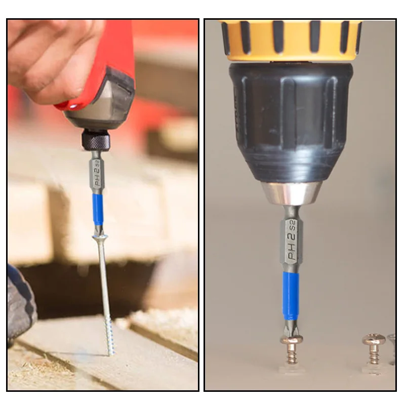 6-piece magnetic anti slip screwdriver head set, S2 steel electric screwdriver nozzle cross cape (PH1 PZ1 PH2 PZ2 PH3 PZ3) view 3